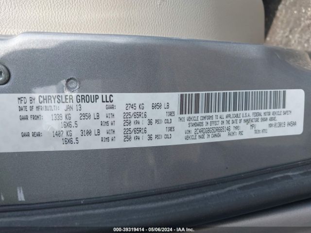 Photo 8 VIN: 2C4RDGBG5DR665146 - DODGE GRAND CARAVAN 