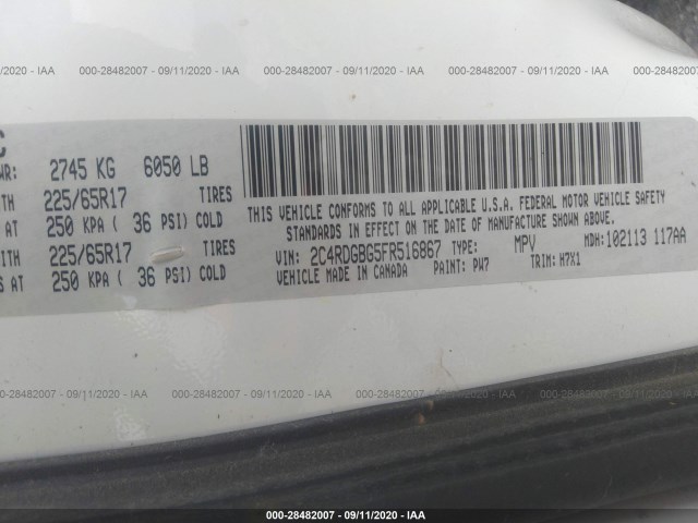 Photo 8 VIN: 2C4RDGBG5FR516867 - DODGE GRAND CARAVAN 