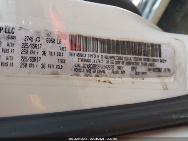 Photo 8 VIN: 2C4RDGBG5FR542675 - DODGE GRAND CARAVAN 