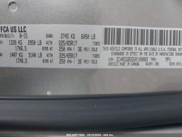 Photo 8 VIN: 2C4RDGBG5GR109083 - DODGE GRAND CARAVAN 