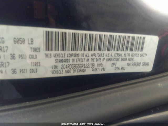 Photo 8 VIN: 2C4RDGBG5GR122139 - DODGE GRAND CARAVAN 