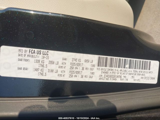 Photo 8 VIN: 2C4RDGBG5GR184706 - DODGE GRAND CARAVAN 