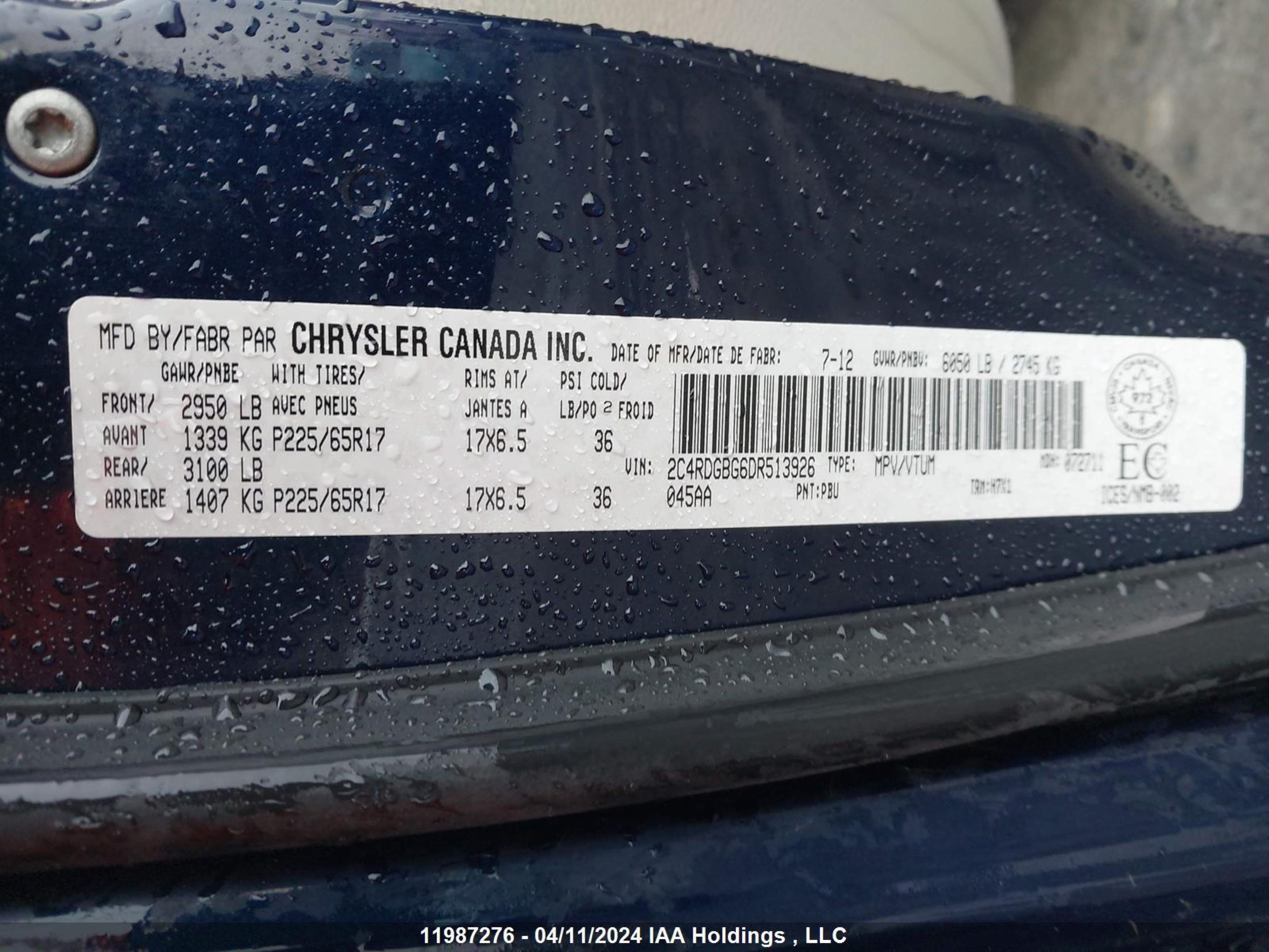 Photo 8 VIN: 2C4RDGBG6DR513926 - DODGE CARAVAN 