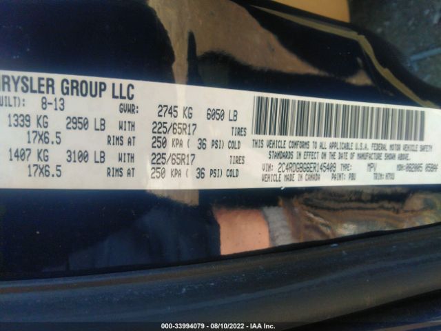 Photo 8 VIN: 2C4RDGBG6ER145409 - DODGE GRAND CARAVAN 