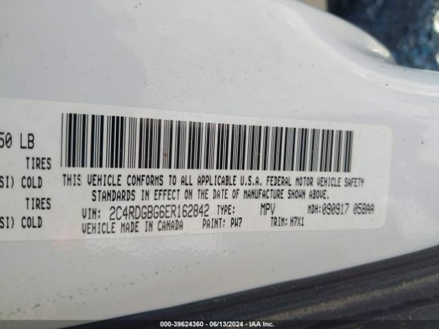 Photo 8 VIN: 2C4RDGBG6ER162842 - DODGE GRAND CARAVAN 