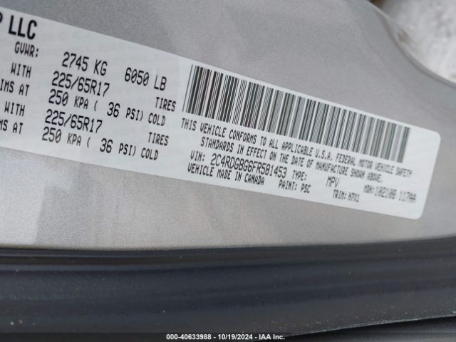 Photo 8 VIN: 2C4RDGBG6FR581453 - DODGE GRAND CARAVAN 