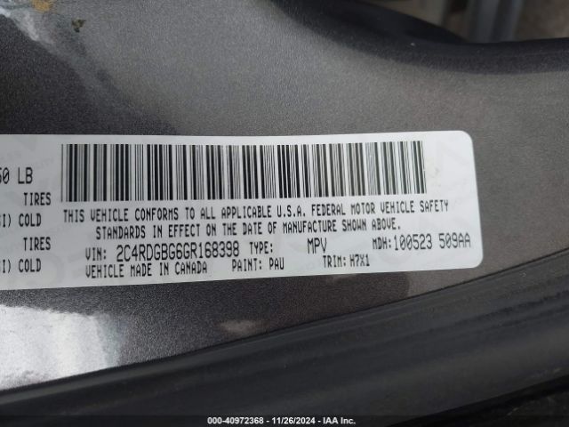 Photo 8 VIN: 2C4RDGBG6GR168398 - DODGE GRAND CARAVAN 