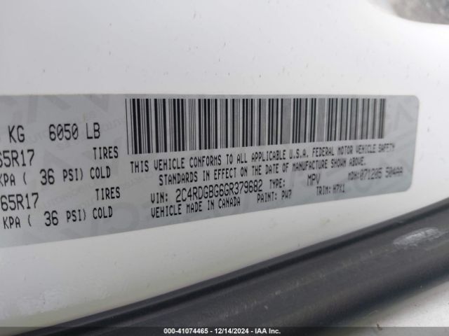 Photo 8 VIN: 2C4RDGBG6GR379682 - DODGE GRAND CARAVAN 