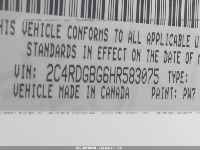 Photo 8 VIN: 2C4RDGBG6HR583075 - DODGE GRAND CARAVAN 