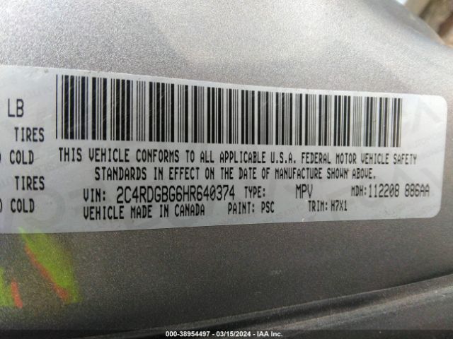 Photo 8 VIN: 2C4RDGBG6HR640374 - DODGE GRAND CARAVAN 