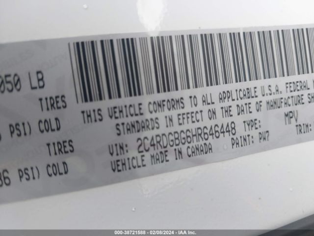 Photo 8 VIN: 2C4RDGBG6HR646448 - DODGE GRAND CARAVAN 