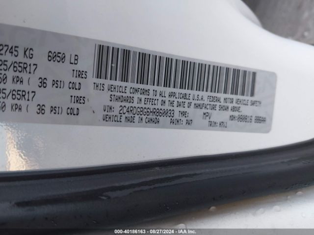 Photo 8 VIN: 2C4RDGBG6HR860033 - DODGE GRAND CARAVAN 