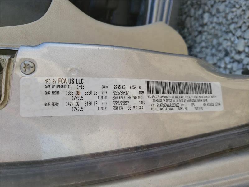 Photo 9 VIN: 2C4RDGBG6JR209829 - DODGE GRAND CARA 