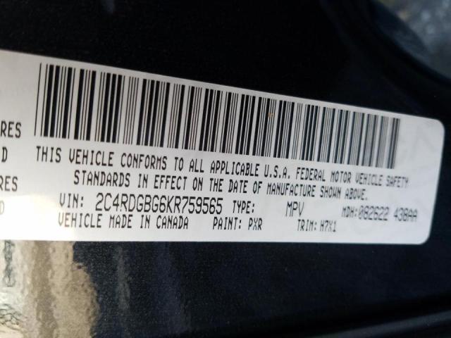 Photo 9 VIN: 2C4RDGBG6KR759565 - DODGE GRAND CARA 