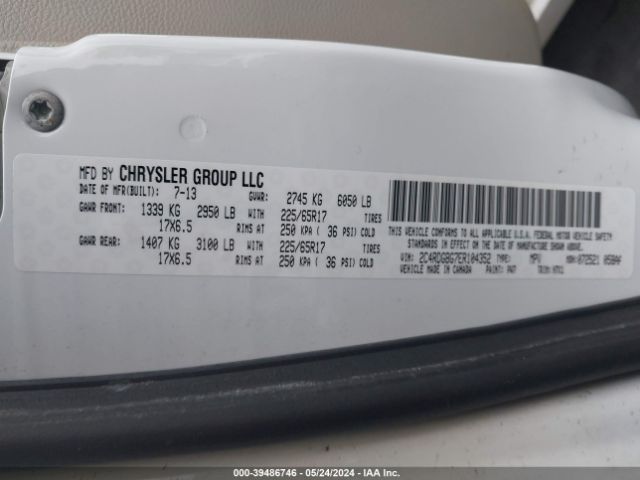 Photo 8 VIN: 2C4RDGBG7ER104352 - DODGE GRAND CARAVAN 