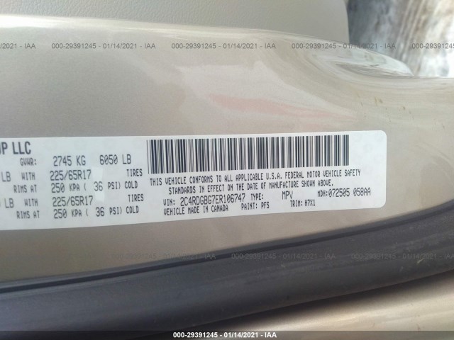 Photo 8 VIN: 2C4RDGBG7ER106747 - DODGE GRAND CARAVAN 