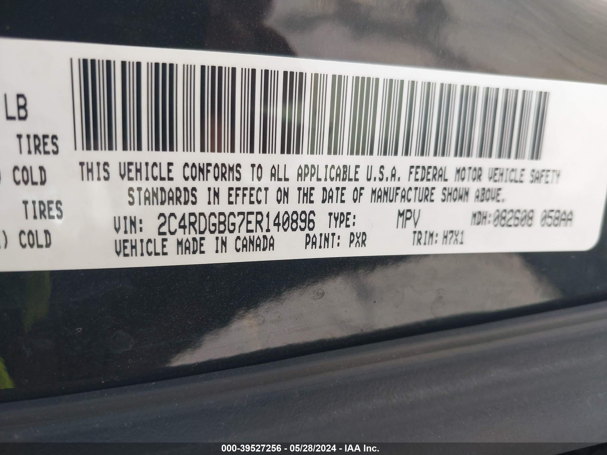 Photo 8 VIN: 2C4RDGBG7ER140896 - DODGE CARAVAN 