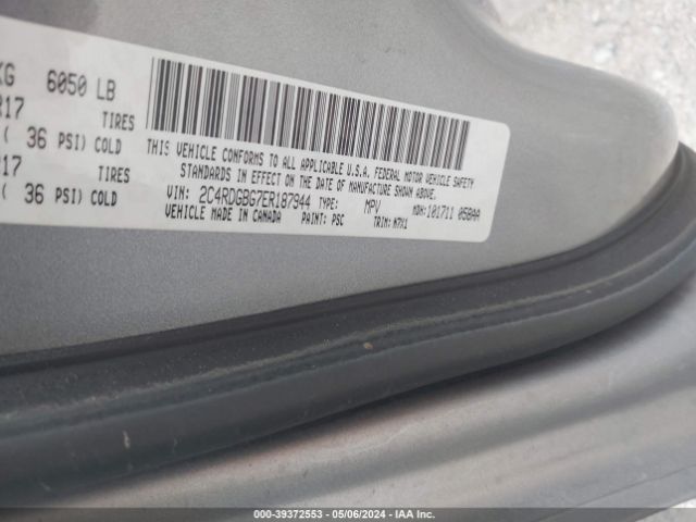 Photo 8 VIN: 2C4RDGBG7ER187944 - DODGE GRAND CARAVAN 