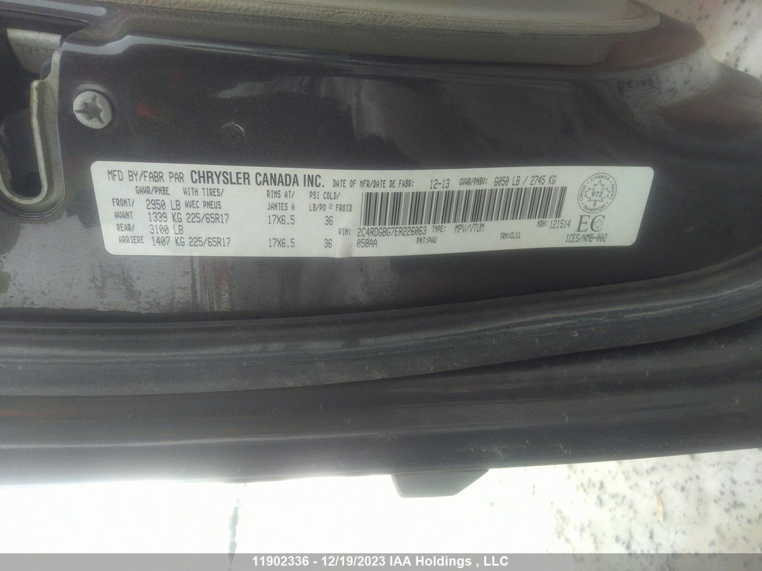 Photo 8 VIN: 2C4RDGBG7ER226063 - DODGE CARAVAN 