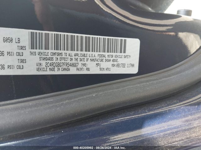 Photo 8 VIN: 2C4RDGBG7FR540667 - DODGE GRAND CARAVAN 