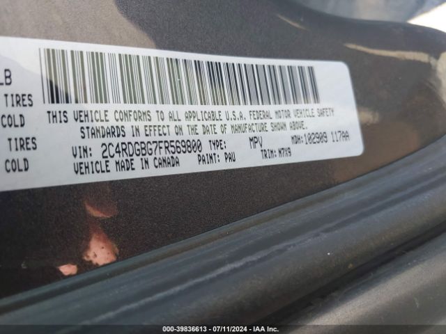 Photo 8 VIN: 2C4RDGBG7FR569800 - DODGE GRAND CARAVAN 