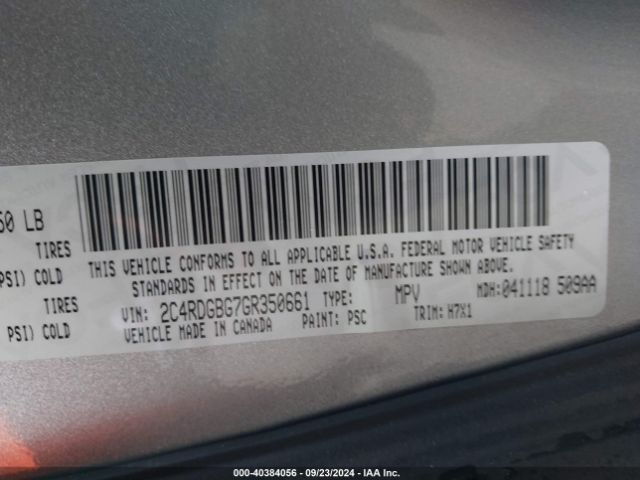 Photo 8 VIN: 2C4RDGBG7GR350661 - DODGE GRAND CARAVAN 