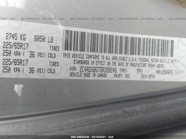 Photo 8 VIN: 2C4RDGBG7GR359246 - DODGE GRAND CARAVAN 