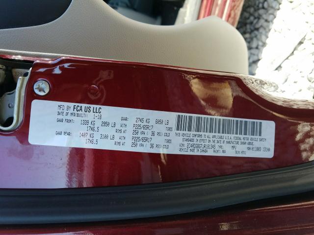 Photo 9 VIN: 2C4RDGBG7JR181345 - DODGE GRAND CARA 