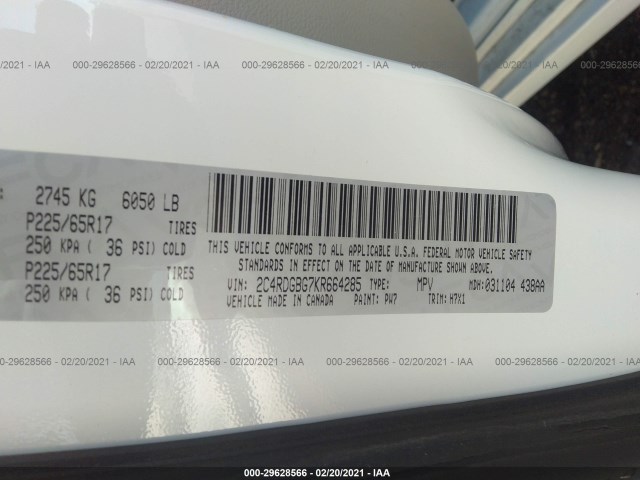 Photo 8 VIN: 2C4RDGBG7KR664285 - DODGE GRAND CARAVAN 