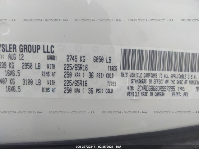 Photo 8 VIN: 2C4RDGBG8DR557295 - DODGE GRAND CARAVAN 