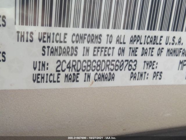 Photo 8 VIN: 2C4RDGBG8DR560763 - DODGE GRAND CARAVAN 