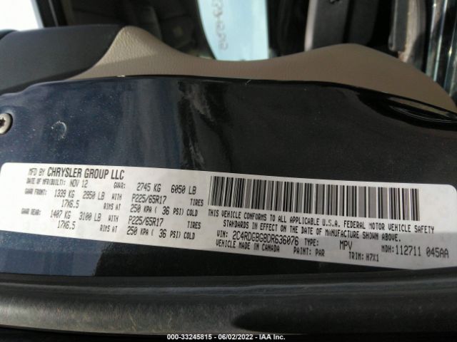 Photo 8 VIN: 2C4RDGBG8DR636076 - DODGE GRAND CARAVAN 