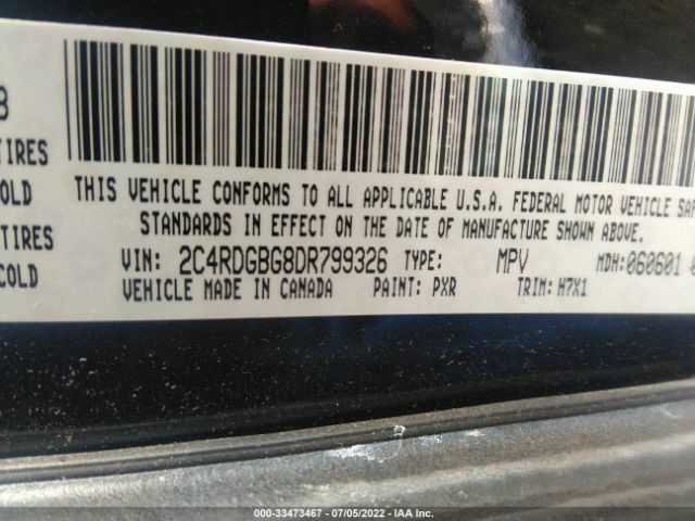 Photo 8 VIN: 2C4RDGBG8DR799326 - DODGE GRAND CARAVAN 