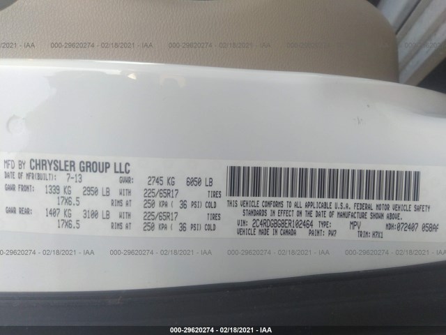 Photo 8 VIN: 2C4RDGBG8ER102464 - DODGE GRAND CARAVAN 