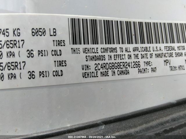 Photo 8 VIN: 2C4RDGBG8ER241266 - DODGE GRAND CARAVAN 