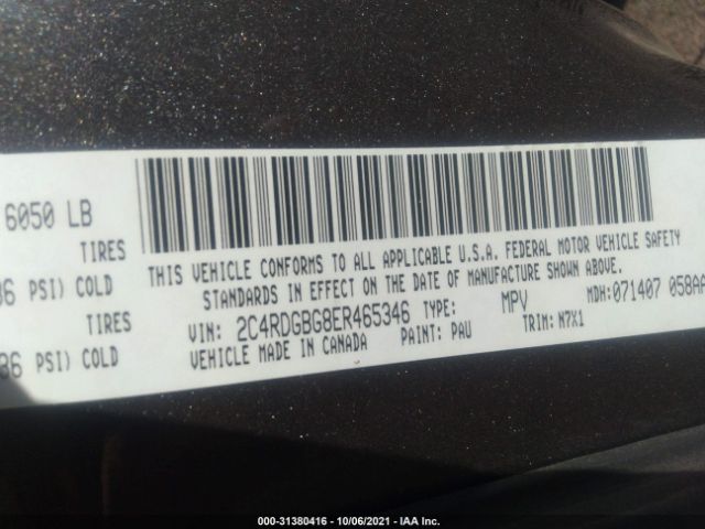 Photo 8 VIN: 2C4RDGBG8ER465346 - DODGE GRAND CARAVAN 