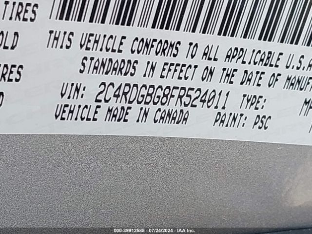 Photo 8 VIN: 2C4RDGBG8FR524011 - DODGE GRAND CARAVAN 