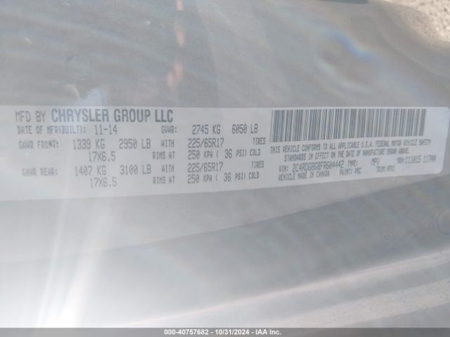 Photo 8 VIN: 2C4RDGBG8FR604442 - DODGE GRAND CARAVAN 