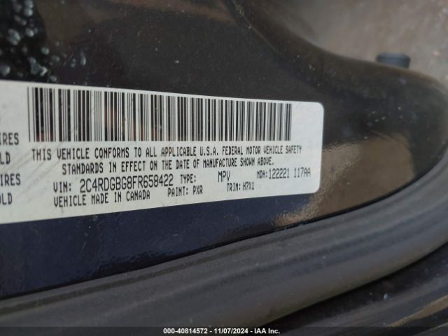 Photo 8 VIN: 2C4RDGBG8FR658422 - DODGE GRAND CARAVAN 