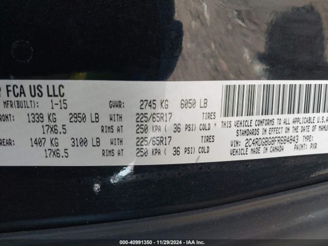 Photo 8 VIN: 2C4RDGBG8FR684843 - DODGE GRAND CARAVAN 