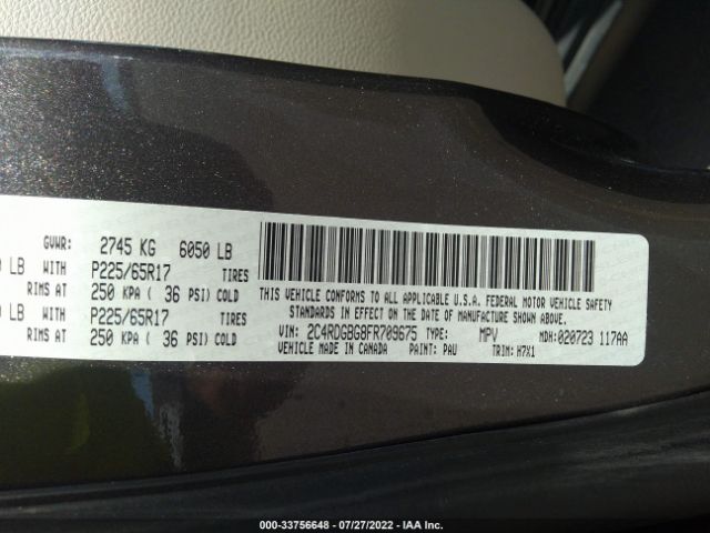 Photo 8 VIN: 2C4RDGBG8FR709675 - DODGE GRAND CARAVAN 