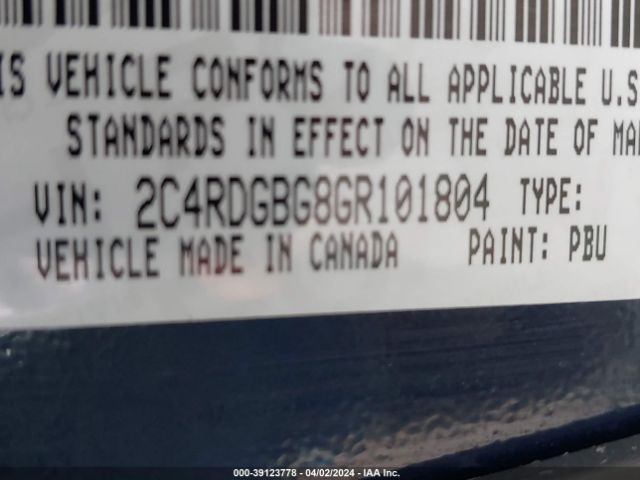 Photo 8 VIN: 2C4RDGBG8GR101804 - DODGE GRAND CARAVAN 