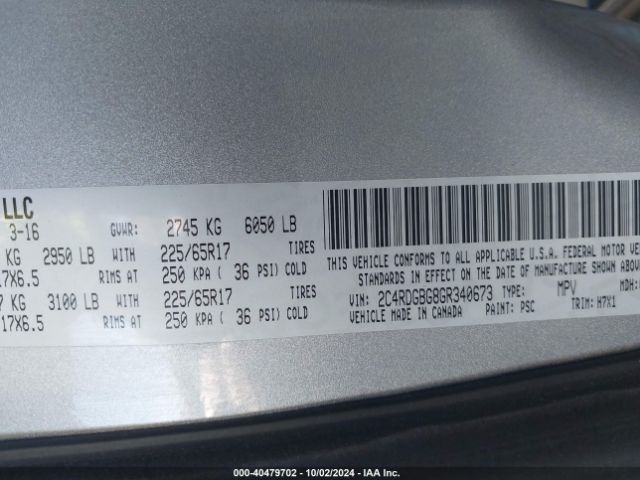 Photo 8 VIN: 2C4RDGBG8GR340673 - DODGE GRAND CARAVAN 