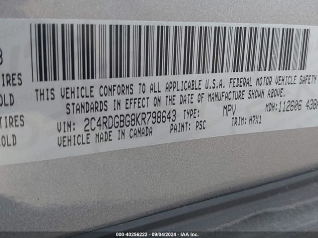 Photo 8 VIN: 2C4RDGBG8KR798643 - DODGE GRAND CARAVAN 