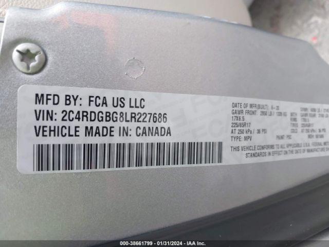 Photo 8 VIN: 2C4RDGBG8LR227686 - DODGE GRAND CARAVAN 