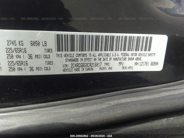 Photo 8 VIN: 2C4RDGBG9CR216017 - DODGE GRAND CARAVAN 