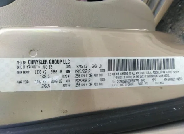 Photo 8 VIN: 2C4RDGBG9DR516772 - DODGE GRAND CARAVAN 