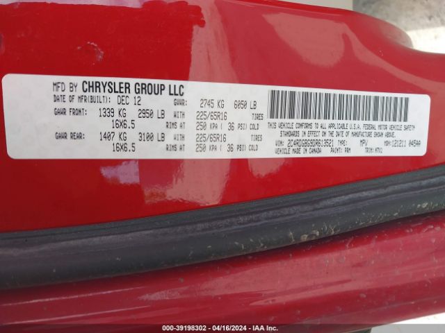 Photo 8 VIN: 2C4RDGBG9DR613521 - DODGE GRAND CARAVAN 