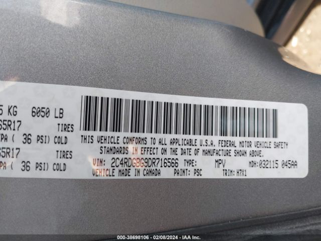 Photo 8 VIN: 2C4RDGBG9DR716566 - DODGE GRAND CARAVAN 