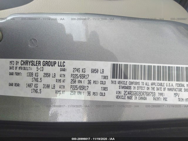 Photo 8 VIN: 2C4RDGBG9DR760759 - DODGE GRAND CARAVAN 